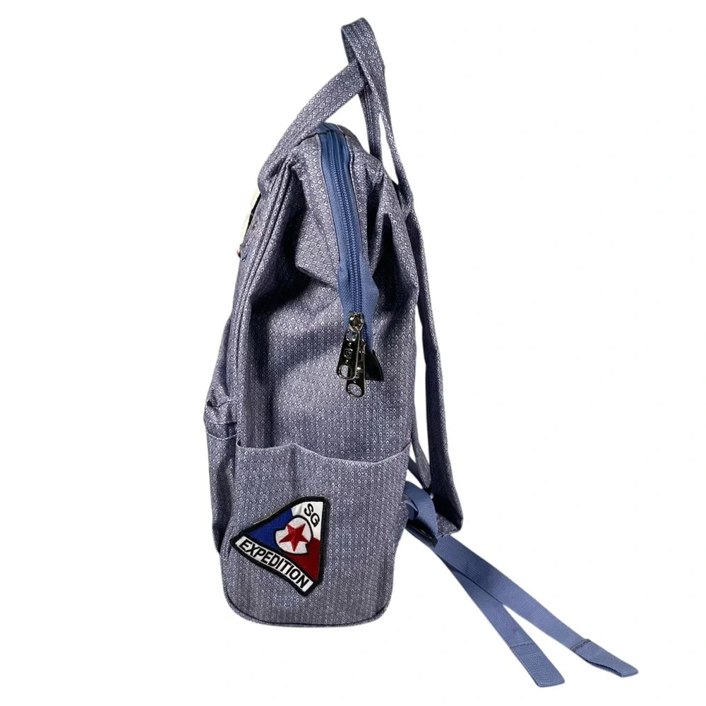 SWISSGEAR Backback Bag Laptop 3576 Artz Dr Patches‎ Blue Lined School Comfy Zip